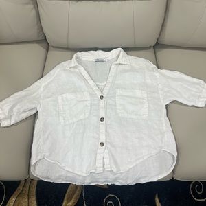 Zara white button short sleeve